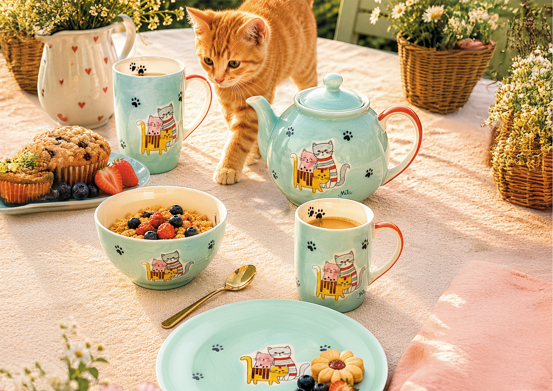Cappuccino Tasse - 2er Set in Geschenkbox - Katzenliebe