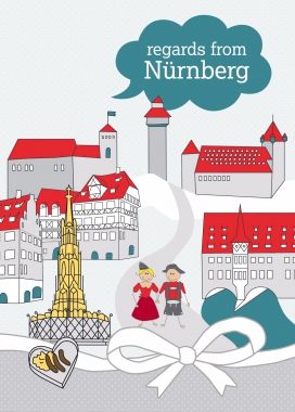 Postkarte - Nürnberg Englisch